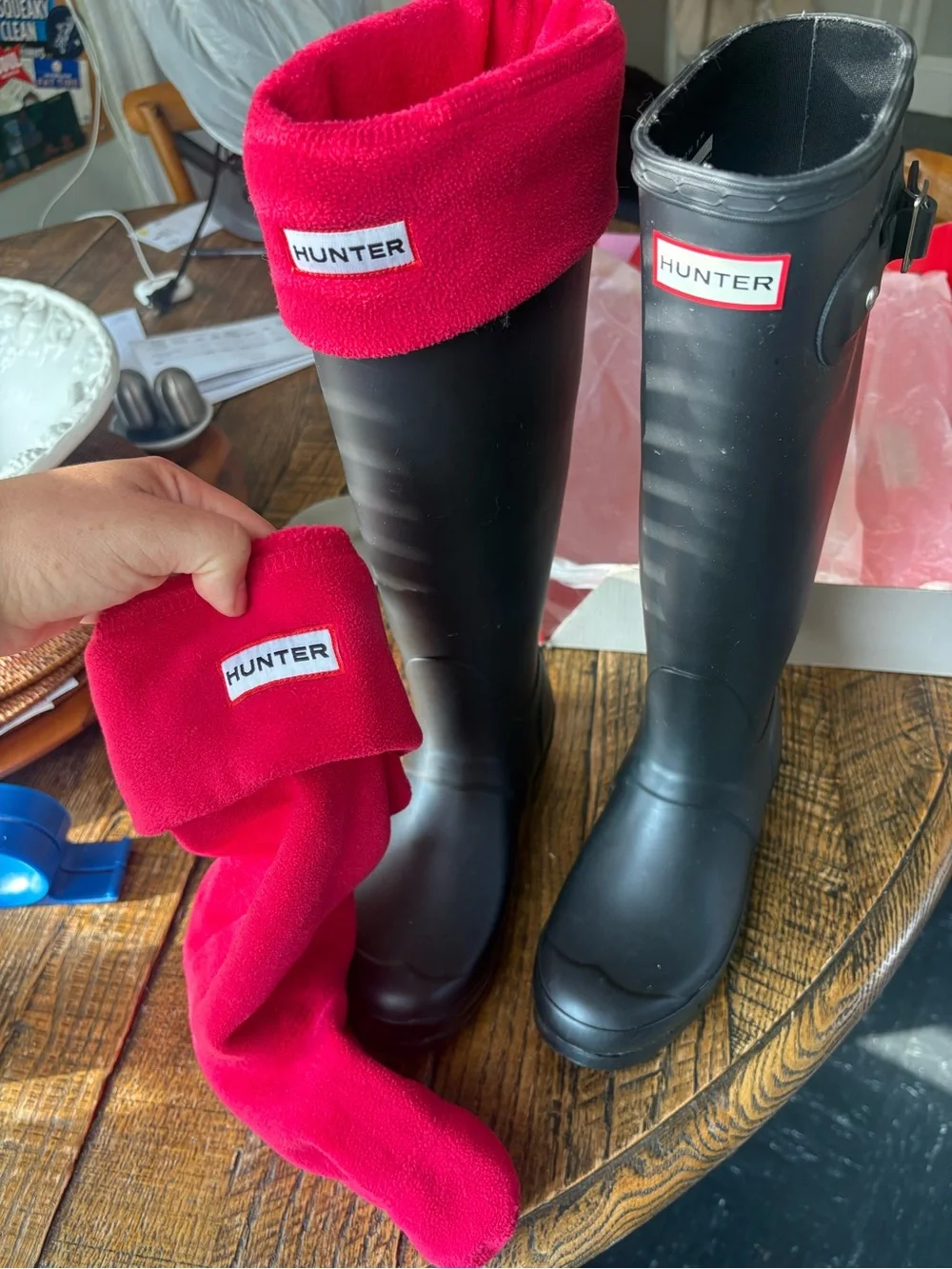 Hunter Black Tall Rain Boots + 🧦